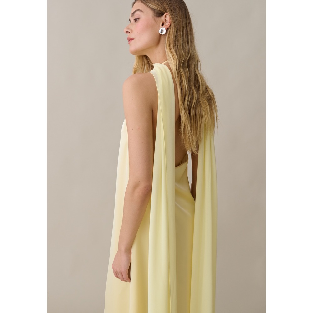 NWT o.p.t Alessia Satin Halter Maxi Dress in Butter Yellow - Size XS - Picture 4 of 13